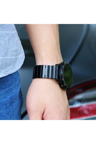 zore Galaxy Watch 42mm (20mm) Uyumlu KRD-16 Metal Zore Kordon Siyah - 5