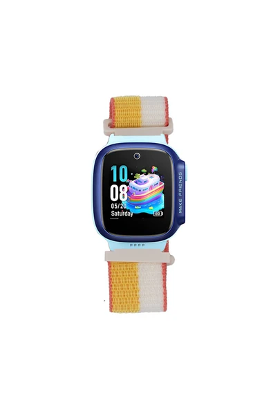 zore Huawei GT4 41mm RNTC KRD-03 18mm Çocuklara Özel Hasır Kordon - Sarı-Beyaz - 1