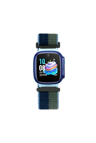 zore Huawei Watch GT5 Pro 42mm Zore KRD-03 Çocuklara Özel Hasır Kordon - Lacivert-Yeşil