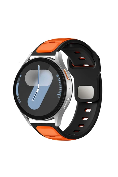 KILIFTECH Gear S3 Zore KRD-135 22mm Silikon Kordon Strap Kayış - Siyah-Turuncu ürün görseli