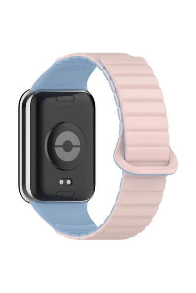 SAFA Xiaomi Redmi Watch 4 Silikon Kordon Zore KRD-105 Strap Kayış-Pembe-Mavi ürün görseli
