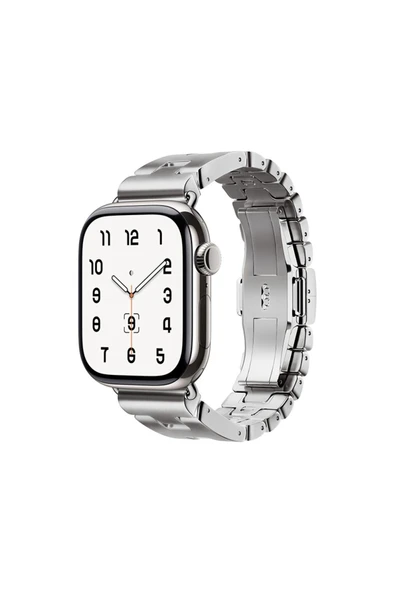 zore Apple Watch 7 45mm Zore KRD-125 Metal Kordon Strap Kayış-Gümüş