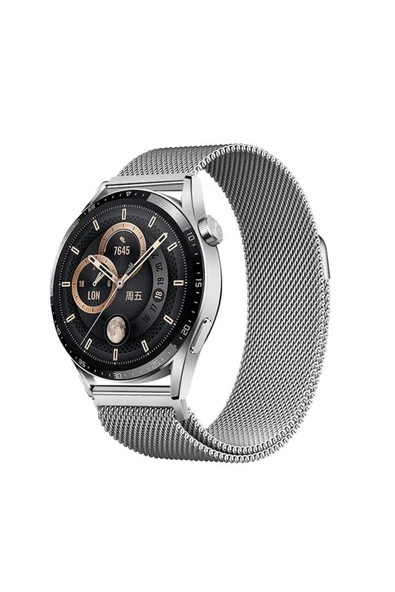 zore Galaxy Watch 42mm Zore Band-12 20mm Metal Hasır Kordon-Gümüş