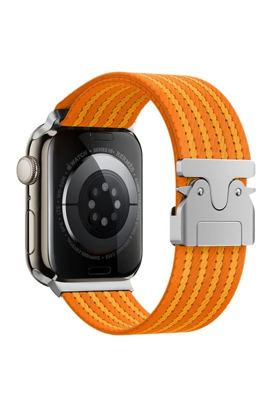 KILIFTECH Watch 44mm Zore KRD-133 Naylon Kumaş Hasır Örgülü Kordon - Turuncu ürün görseli