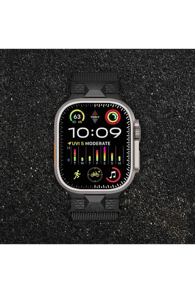GNG HOME Apple Watch Ultra 49mm Zore KRD-107 Metal Hasır Kordon-Gri - Resim 5