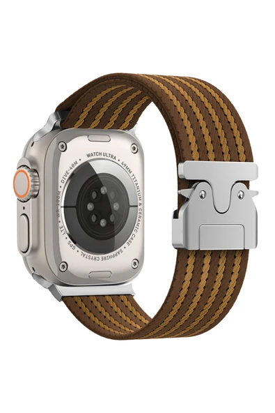 KILIFTECH Watch 49mm Zore KRD-133 Naylon Kumaş Hasır Örgülü Kordon - Kahverengi ürün görseli