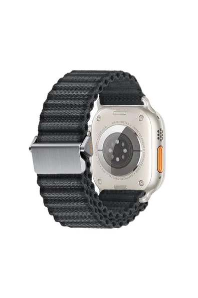zore Watch 10 46mm Uyumlu Zore KRD-123 Naylon Kumaş Hasır Örgülü Kordon-Siyah - 1