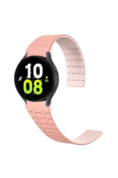 Ardemix Galaxy Watch 5 40mm Zore KRD-111 20mm Çizgili Desenli Silikon Kordon-Pembe - 1