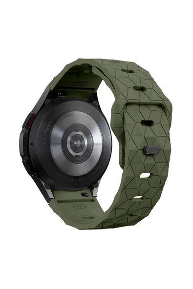 SAFA Galaxy Watch 6 40mm Zore KRD-116 20mm Futbol Desenli Spor Tasarımlı Silikon Kordon-Koyu Yeşil - 3