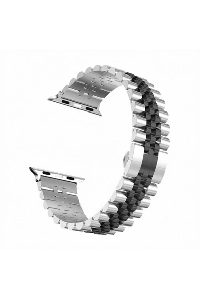 NÜANSTEK Watch 40mm Uyumlu KRD-36 Metal Zore Kordon-Gümüş-Siyah ürün görseli