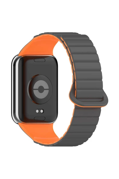 PSR aksesuar Xiaomi Mi Band 8 Pro Silikon Kordon Zore KRD-105 Strap Kayış-Gri-Turuncu ürün görseli
