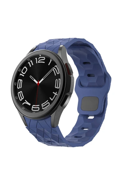 SAFA Galaxy Watch 6 40mm Zore KRD-116 20mm Futbol Desenli Spor Tasarımlı Silikon Kordon-Lacivert