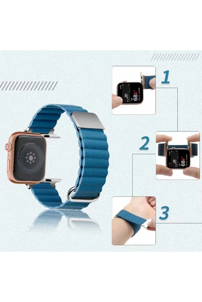 zore Watch 7 45mm Uyumlu KRD-78 PU Deri Kordon Strap Kayış CLO- Koyu Gri - Resim 4