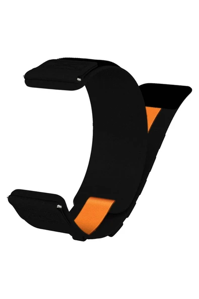 SAFA Galaxy Watch 42mm Zore KRD-112 20mm Orbital Örgülü Halat Tasarımlı Naylon Kumaş Hasır Kordon-Siyah - 3