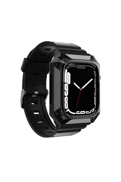 zore Watch 42mm Uyumlu KRD-88 Sert PC Kasa Koruyuculu Uyumlu Zore Kordon-Siyah