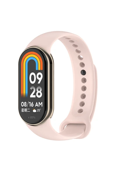 wenixs aksesuar Xiaomi Mi Band 9 Serisi Klasik Kordon Silikon Strap Kayış-Kum Pembe