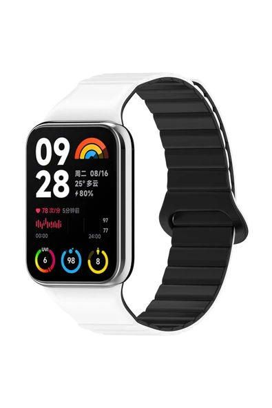 SAFA Xiaomi Redmi Watch 4 Silikon Kordon Zore KRD-105 Strap Kayış-Pembe-Mavi - Resim 6