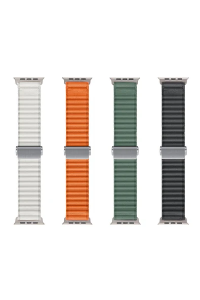 kilifdakilif Watch Ultra 49mm Uyumlu Zore KRD-123 Naylon Kumaş Hasır Örgülü Kordon-Beyaz - Resim 2