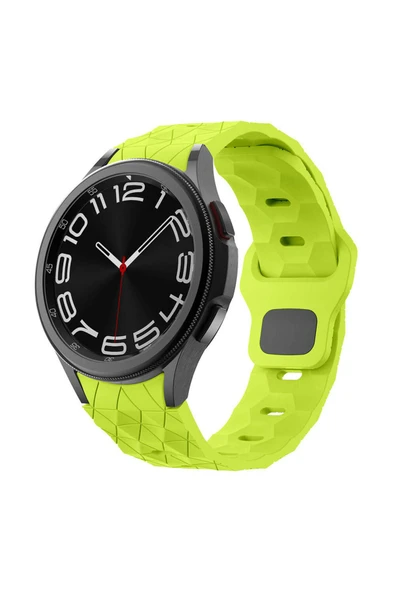 SAFA Galaxy Watch 6 40mm Zore KRD-116 20mm Futbol Desenli Spor Tasarımlı Silikon Kordon-Yeşil