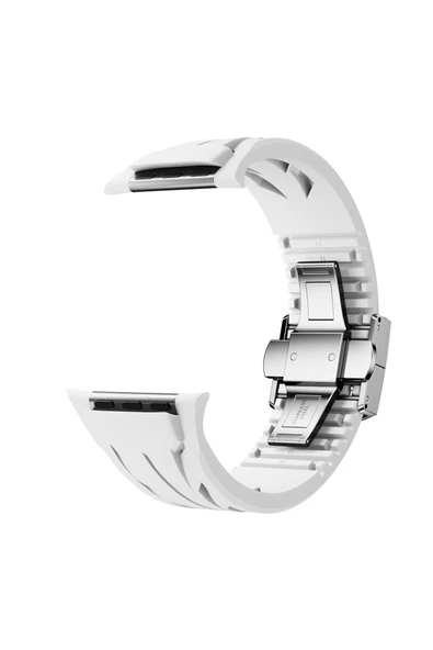 KILIFTECH Apple Watch 7 45mm KRD-127 Metal Tokalı Silikon Kordon-Turuncu - 3