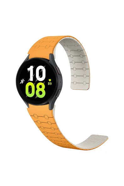 KILIFTECH Galaxy Watch 6 40mm Zore KRD-111 20mm Çizgili Desenli Silikon Kordon-Turuncu