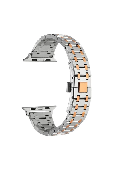 KILIFTECH Watch 7 45mm Uyumlu KRD-83 Metal Zore Kordon-Gümüş-Rosegold