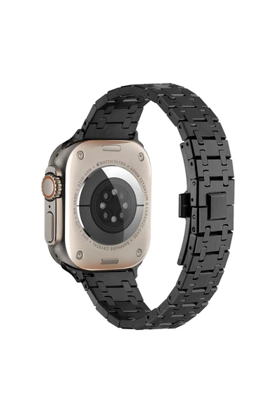 KILIFTECH Watch Ultra 49mm Uyumlu KRD-83 Metal Zore Kordon-Rose Gold - Resim 3