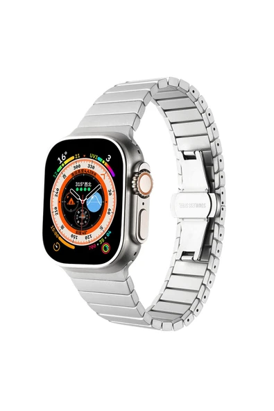 KILIFTECH Watch 7 41mm Kordon Uyumlu KRD-79 Metal Strap Kayış CLO- Gri ürün görseli