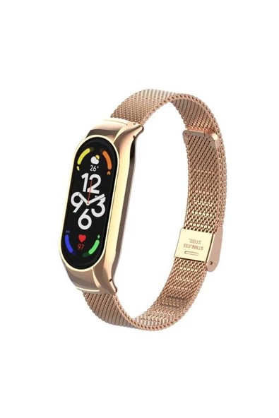 KILIFTECH Xiaomi Mi Band 7 Uyumlu KRD-06 Metal Zore Kordon-Rose Gold