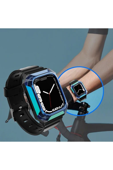 KILIFTECH Watch 42mm Uyumlu KRD-88 Sert PC Kasa Koruyuculu Uyumlu Zore Kordon-Mor - Resim 7