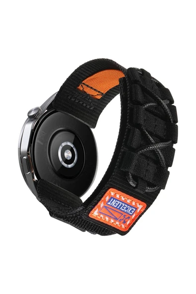 SAFA Galaxy Watch 46mm Zore KRD-112 22mm Orbital Örgülü Halat Tasarımlı Naylon Kumaş Hasır Kordon-Turuncu - Resim 2