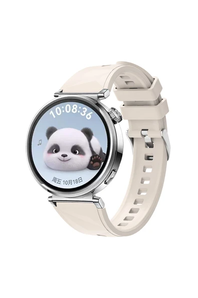 KILIFTECH Huawei GT4 41mm Uyumlu Zore KRD-129 18mm Silikon Kordon Strap Kayış-Starlight