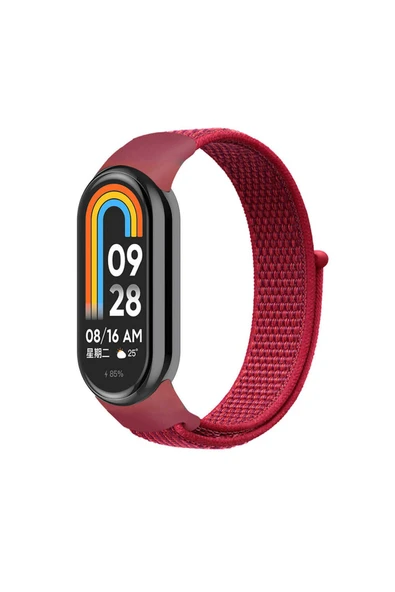 KILIFTECH Xiaomi Mi Band 9 Zore KRD-03 Hasır Kordon-Kırmızı
