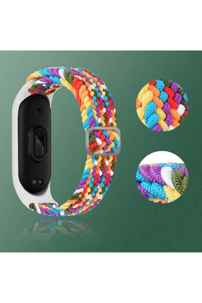 KILIFTECH Xiaomi Mi Band 6 Uyumlu KRD-49 Örgü Zore Kordon-Siyah-Beyaz - 6