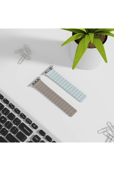 KILIFTECH Apple Watch Ultra 49mm Zore KRD-111 Çizgili Desenli Silikon Kordon-Kahverengi - 2