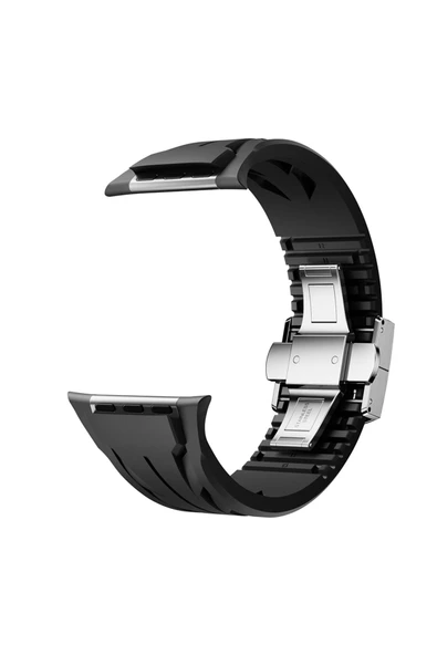 KILIFTECH Apple Watch 44mm KRD-127 Metal Tokalı Silikon Kordon-Turuncu - 4
