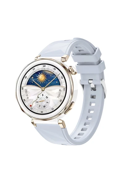 KILIFTECH Huawei Watch GT5 Pro 42mm Uyumlu Zore KRD-129 Silikon Kordon Strap Kayış-Buz Mavisi