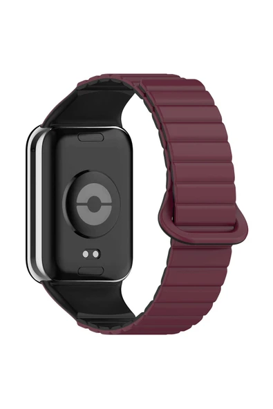 KILIFTECH Xiaomi Mi Band 8 Pro Silikon Kordon Zore KRD-105 Strap Kayış-Koyu Kırmızı-Siyah ürün görseli 1