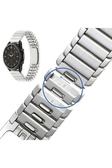 KILIFTECH Galaxy Watch 46mm Uyumlu KRD-82 22mm Metal Zore Kordon-Gri - Resim 7