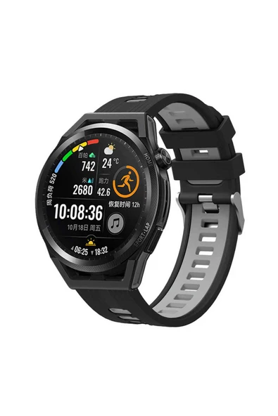 KILIFTECH Galaxy Watch Active 2 44mm KRD-55 Uyumlu Zore Kordon-Siyah-Gri ürün görseli