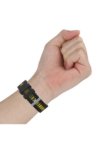 KILIFTECH Huawei GT2 42mm KRD-55 Uyumlu Zore Kordon-Siyah-Sarı - Resim 4