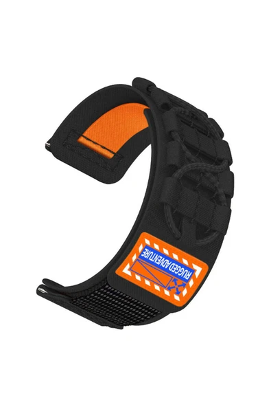 KILIFTECH Gear S2 Zore KRD-112 20mm Orbital Örgülü Halat Tasarımlı Naylon Kumaş Hasır Kordon-Siyah