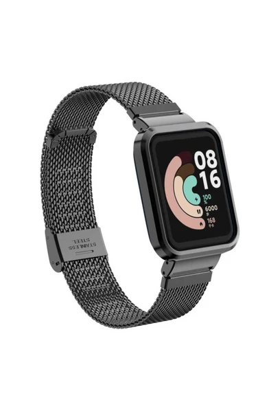 wenixs aksesuar Xiaomi Redmi Watch (Mi Watch Lite) Uyumlu KRD-59 Metal Zore Kordon-Siyah ürün görseli 1