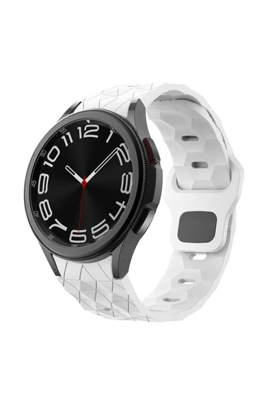 zore Galaxy Watch 6 44mm Zore KRD-116 20mm Futbol Desenli Spor Tasarımlı Silikon Kordon