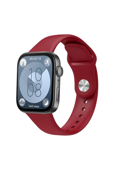 10LİNE AKSESUAR Huawei Watch Fit 3 KRD-11 22mm Silikon Kordon-Koyu Kırmızı