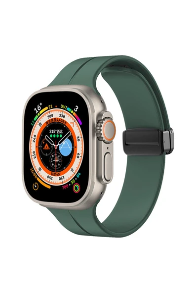 KILIFTECH Watch Ultra 49mm Uyumlu KRD-84 Uyumlu Zore Kordon-Koyu Yeşil
