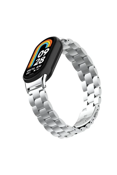 zore Xiaomi Mi Band 9 KRD-04 Metal Kordon-Gümüş - 4