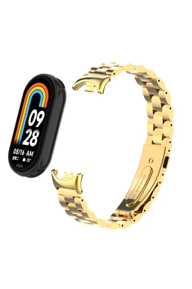 zore Xiaomi Mi Band 8 KRD-04 Metal Kordon-Gold - Resim 3