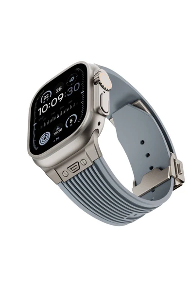 zore Watch Ultra 49mm MKC KRD-113 Spor Görünümlü Silikon Kordon-Starlight - Resim 2