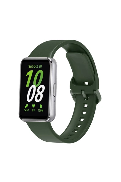 KILIFTECH Galaxy Fit 3 Silikon Kordon Zore KRD-110 Strap Kayış-Koyu Yeşil